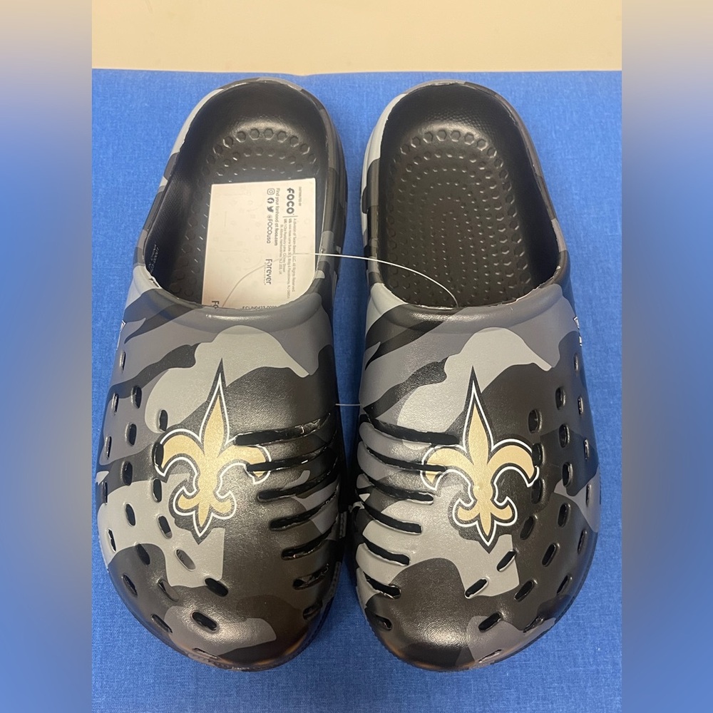Foco New Orleans Saints Slip On Shoes Football Logo Comfort  Clogs Men’s Sz 7/8